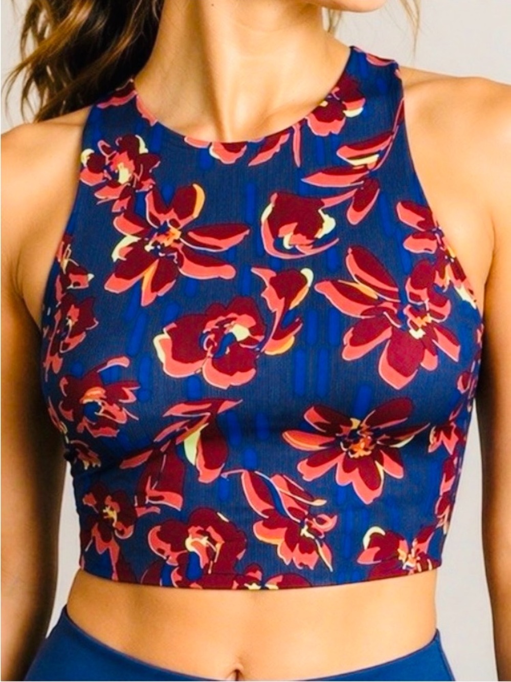 ATHLETA Conscious Crop Sports Bra Floral Large D-DDD NWT⭐️